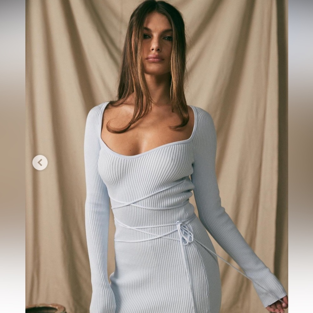 NWT Revolve LPA Rhody Tie Midi Dress in Baby Blue